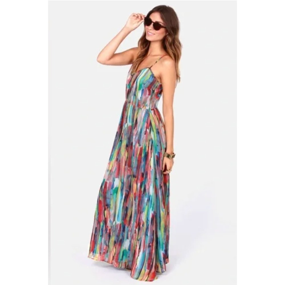 BB Dakota by Jack Bayberry Print Max Rayna Print Dress, Size 2 Rainbow